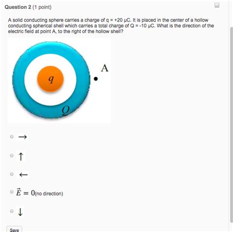 Solved Question 2 1 Point A Solid Conducting Sphere