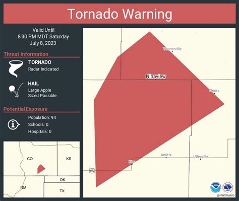 NWS Tornado on Twitter: "Tornado Warning including Ninaview CO and ...