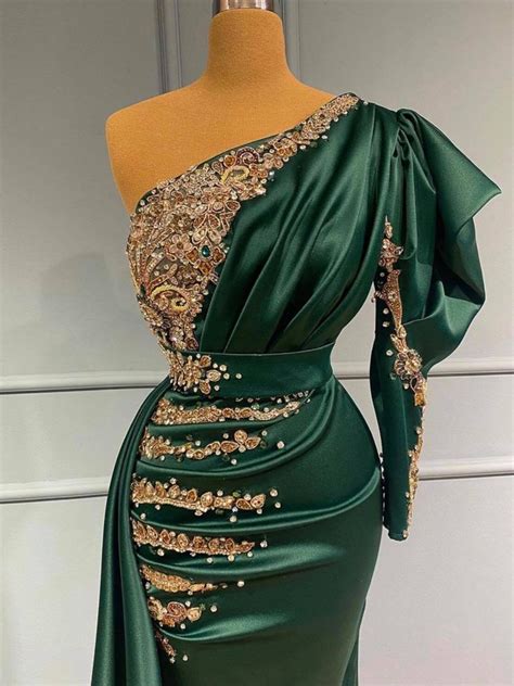 Daisda Mermaid Dark Green One Shoulder Prom Dress