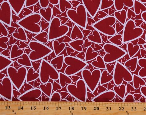 Cotton Valentines Day Hearts Holiday Love Red Cotton Fabric Print By