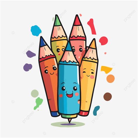 Vectores De Stock De Pegatinas De Crayones De Colores PNG Dibujos