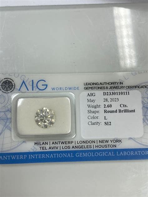 1 Pcs Diamonds 2 60 Ct Round L SI2 Catawiki