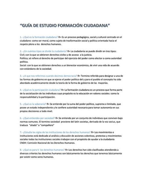 Guia De Estudio Formaci N Ciudadana Abraham Mancilla Garcia Udocz