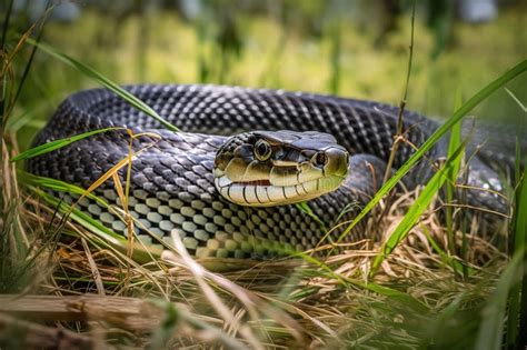 A Fierce And Powerful King Cobra Slithering Through The Grass Showing