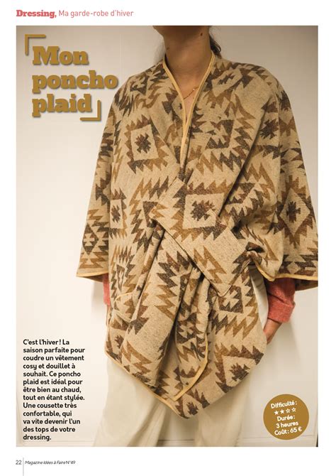 Mon poncho plaid IAF 49 Tuto en PDF Idées à Faire magazine