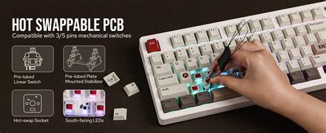 Epomaker Ek Keys Triple Mode Gaming Keyboard Gasket Mounted Mechanical Keyboard Hot