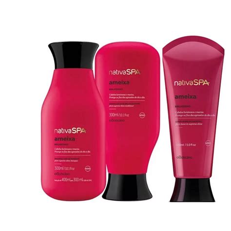 Kit Cabelos Ameixa Nativa Spa Shampoo Condicionado Leave In De