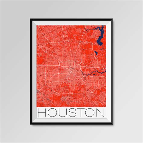 HOUSTON Map Print Modern City Poster Black and White Minimal | Etsy