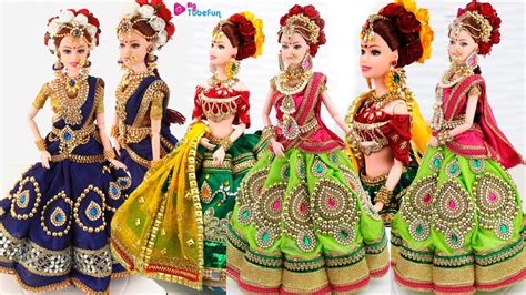 Barbie Lehenga How To Decorate A Doll With Indian Bridal Dress And