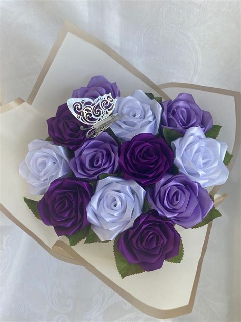 Purple Eternal Rose Bouquet Handmade Fake Flowers Bouquet Etsy