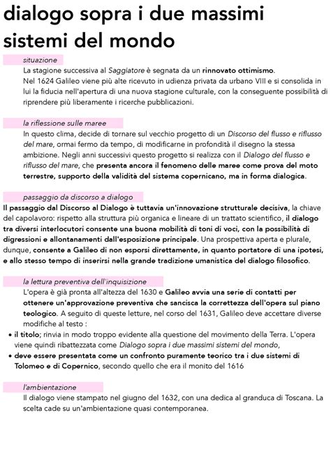 Riassunto Del Dialogo Sopra I Due Massimi Sistemi Del Mondo Di Galileo