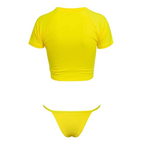 Knot Crop Top Bikini 2020 Leopard Swimwear Women Bathers Yellow Push Up Swimsuit Female T Shirt