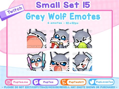 X Cute Grey Wolf Emotes Pack For Twitch Youtube And Discord Set Etsy