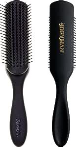 Denman Curly Hair Brush D All Black Row Styling Brush For