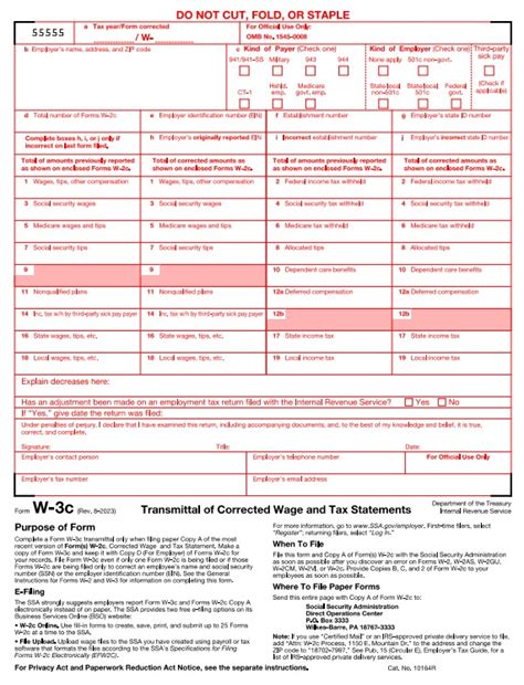 Fillable Form W-3C (2023) | Edit, Sign & Download in PDF | PDFRun