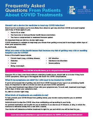 Frequently Asked Questions From Patients About Covid Treatments