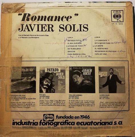 Disco De Vinilo De Javier Solís Romance Vinyl Record Ecuador
