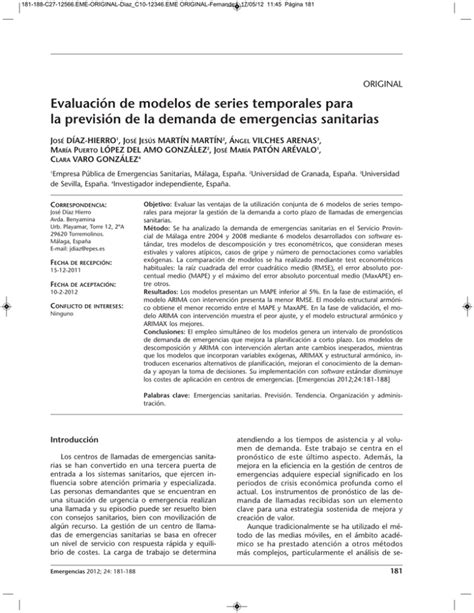 Evaluaci N De Modelos De Series Temporales Para La