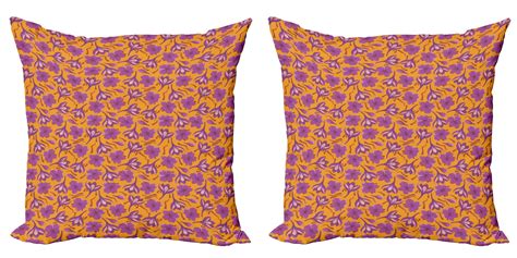 Ambesonne Floral Throw Pillow Cover 2 Pack Hand Drawn Crocus Flower