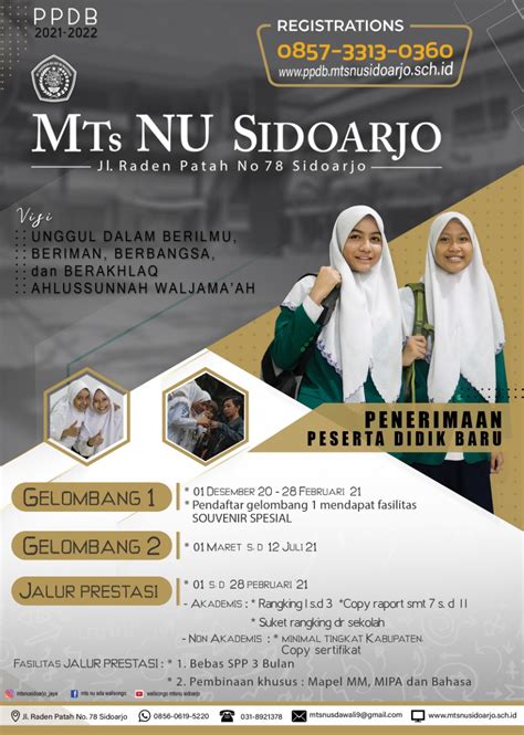 Telah Dibuka Pendaftaran Penerimaan Siswa Baru Di MTs NU Sidoarjo Tapel