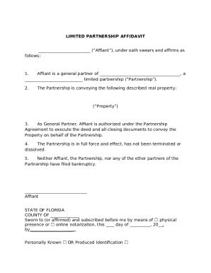 LIMITED PARTNERSHIP AFFIDAVIT Doc Template PdfFiller