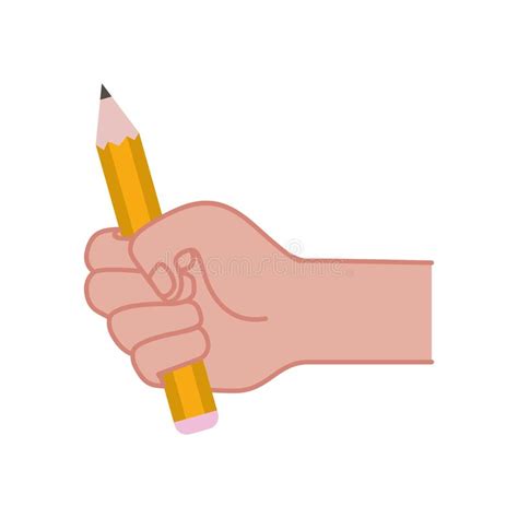 Mano Con El L Piz Escribir El Icono Aislado Ilustraci N Del Vector