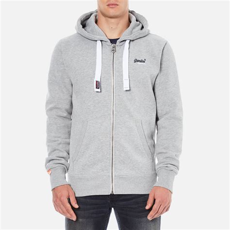 Superdry Mens Orange Label Zip Hoodie Grey Marl