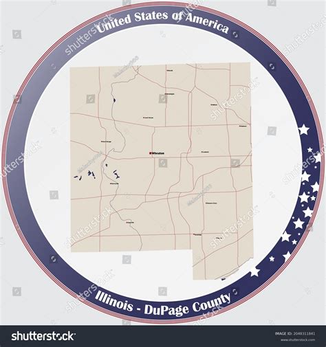 Large And Detailed Map Of Dupage County In Royalty Free Stock Vector 2048311841