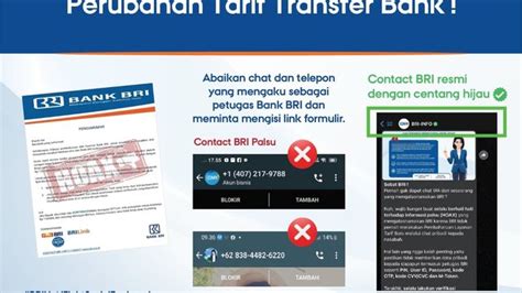 Marak Pesan Palsu Perubahan Tarif Transfer BRI Dengan Aparat Tangkap