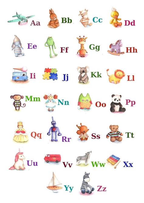 ABC Alphabet Poster A4 Print Toy Alphabet Nursery Decor