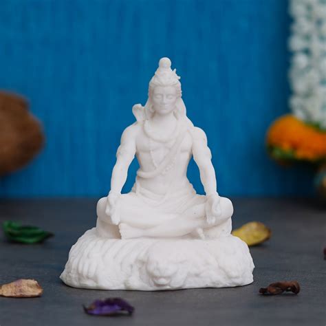 Polyresin White Meditating Lord Shiva Sitting Statue - Walmart.com