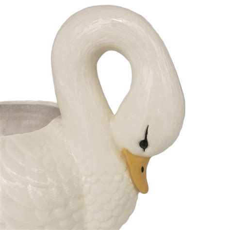 Vintage Glazed Ceramic Swan Planter Etsy