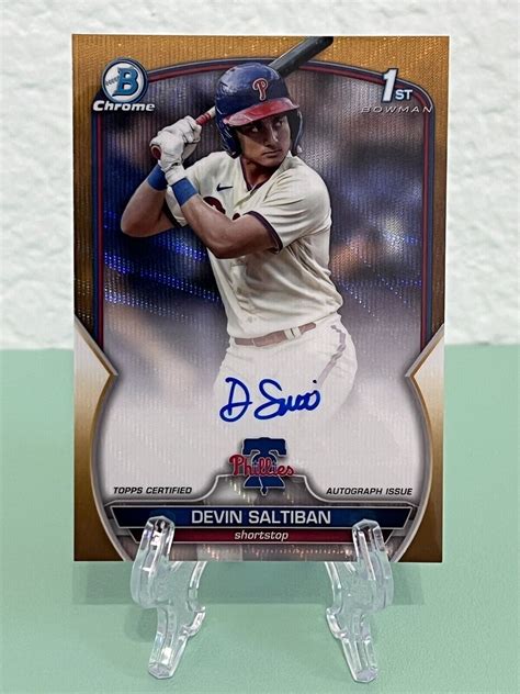 Devin Saltiban 2023 Bowman Draft CDA DS Chrome DP Auto Gold Wave