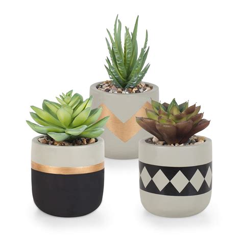 Buy Gadgy Small Artificial Plants In Pots Set Piece Succulent