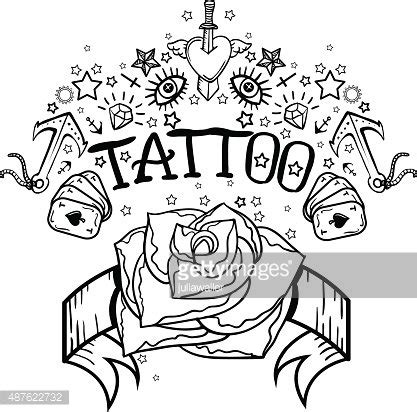 Vector Old School Tattoo Black And White Illustration Stock Vector | Royalty-Free | FreeImages