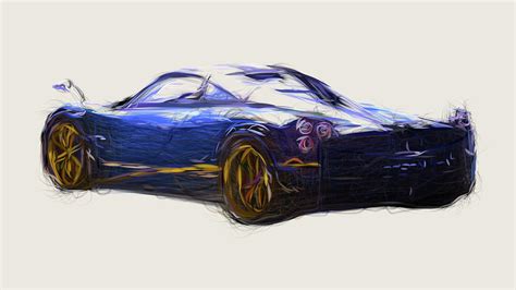 Pagani Huayra 730 S Car Drawing Digital Art By Carstoon Concept Fine