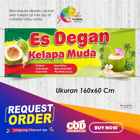 Jual Size 160x60 Spanduk Banner Es Degan Kelapa Muda Model Hijau