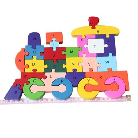 Jeux Éducatifs Puzzle 3D en Bois Train Multicolore Alphabet Numéro