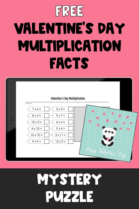 Valentine’s Day Math Multiplication Facts Digital Pixel Puzzles Multiplication Facts