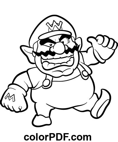 Wario Super Mario Páginas para colorir e livros em PDF