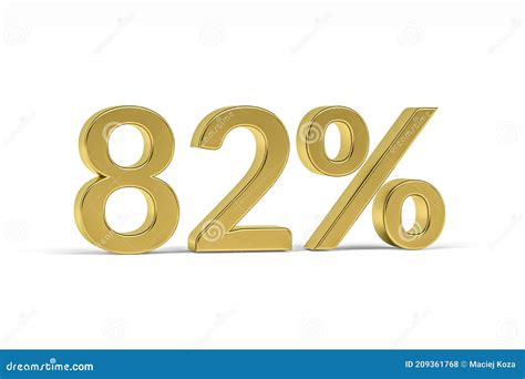 Gold Digit Eighty Two With Percent Sign 82 Isolated On White Stock