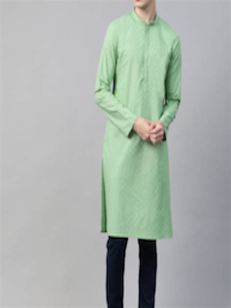 Buy See Designs Men Green Ethnic Motifs Chikankari Embroidered