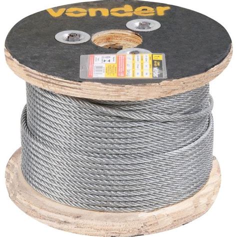 Cabo de Aço Galvanizado Alma de Fibra 6 35 mm 1 4 Pol 6 x 7 VONDER