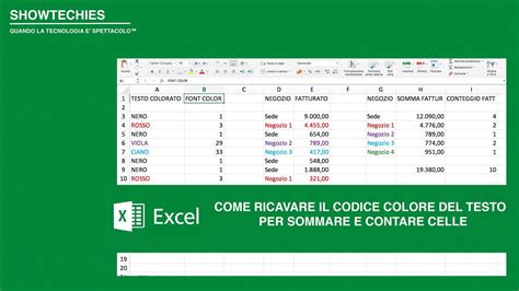 Excel Come Ricavare Il Codice Colore Del Testo Per Sommare E Contare I