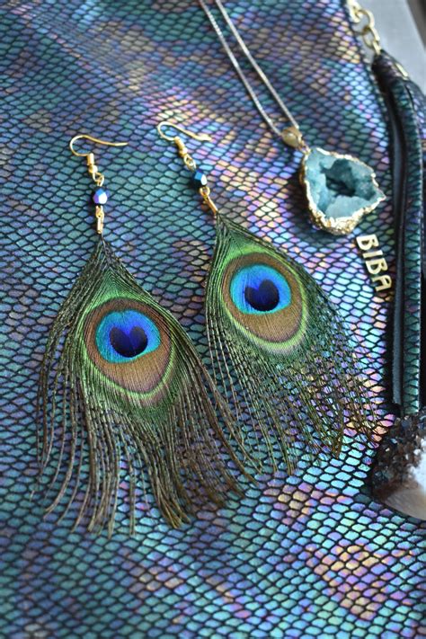 Small Peacock Feather Earrings