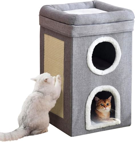 Furjoy Katzenbetten für Indoor Katzen Faltbares Katzenhaus