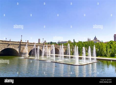 Madrid Rio Park. Views of the Madrid Río park next to the Manzanares ...