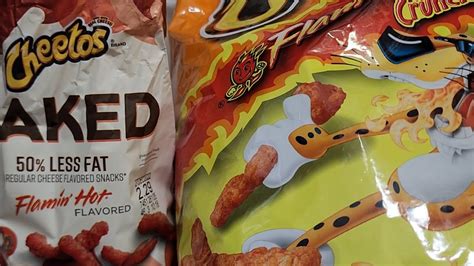 Baked Flamin Flamin Hot Cheetos Vs Regular Flaming Hot Taste Test Item Review Youtube