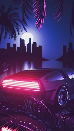 Delorean Cars Artist Artwork Digital Art Hd Retrowave Hd Phone