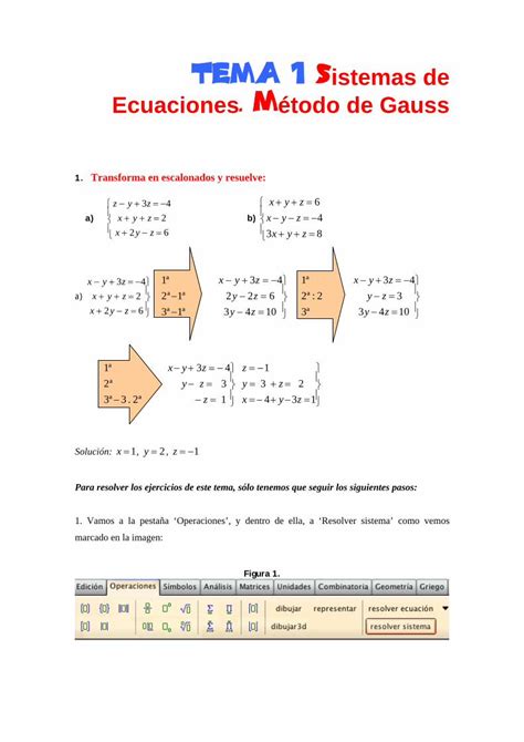 Pdf Tema 1 Sistemas De Ecuaciones Método De Gausseues Ugr Es Wiris